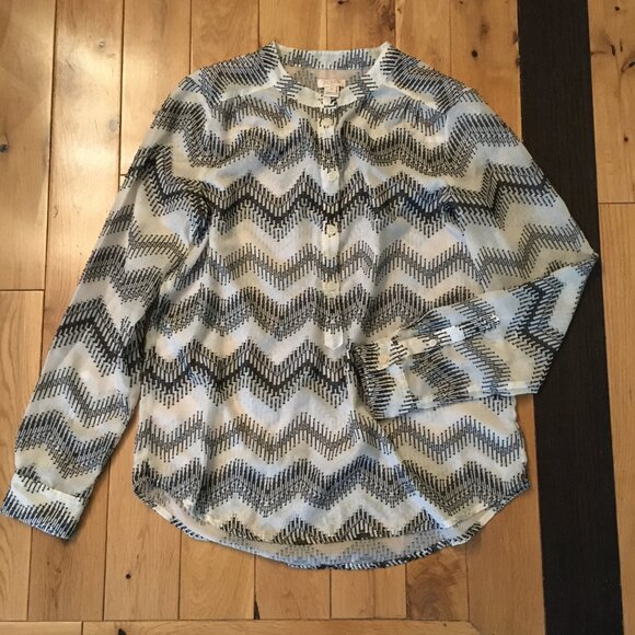 J. Crew Factory Zig Zag Clip Dot Popover Top - Picture 12 of 16